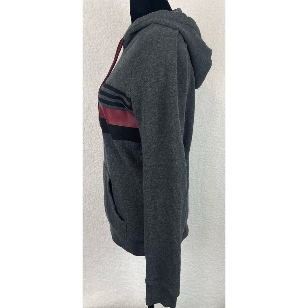 Grey/Black/Maroon Striped Pullover Hoodie, M - Picture 6 of 8